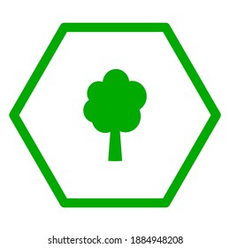 Tree and hexagon on white