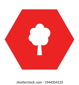 Tree and hexagon on white