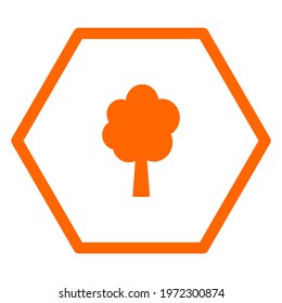 Tree and hexagon on white