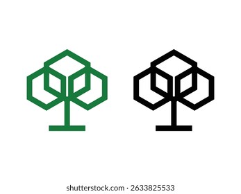 tree hexagon shape symbol icon design vector isolated on transparent background