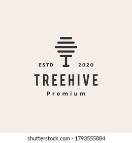 tree hive hipster vintage logo vector icon illustration