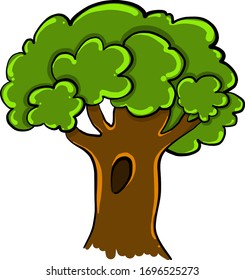Árbol con orificio, ilustración, vector sobre fondo blanco