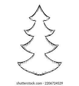 С Weihnachtsbaum, Urlaub, Neujahrsdekor: Weihnachtsbäume, Feuerwerke, Dekorationen, Glocken, Kerzen, Weihnachtsmann, Geschenke, Engel, Weihnachtsstern. Für die Feriendekoration. Konstruieren Sie die Handzeichnung im Doodle-Stil.