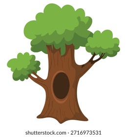 Árvore com ilustração vetorial isolada de buraco oco no fundo branco