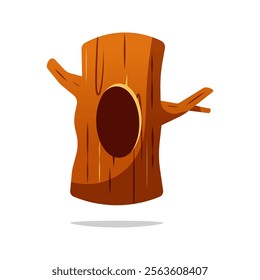 Tree hollow trunk vector isolated on white background.