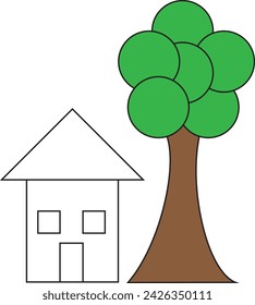 tree home design vector asset