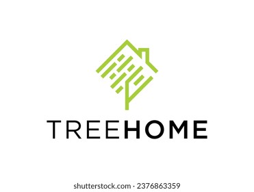 diseño de logotipo abstracto digital en el hogar de árbol
