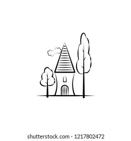 Tree, home icon. Element of hand drawn Imaginary house icon for mobile concept and web apps. Hand drawn Tree, home icon can be used for web and mobile