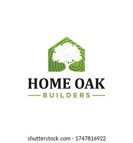 Tree and home logo combination. Simple Oak tree logo design.