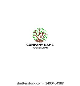 tree home logo design vector