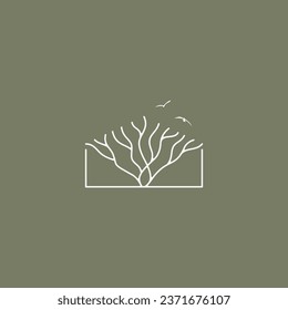 tree home logo design. Vector illustration of Abstract tree home line art style. modern logo design vector icon template