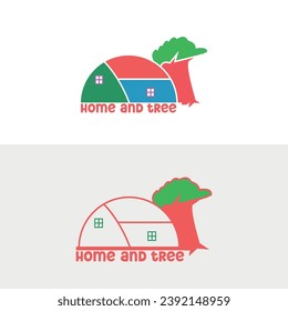 Tree home Logo vector design template.