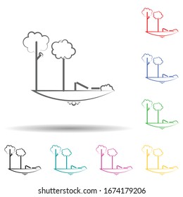 Tree and home multi color set icon. Simple thin line, outline vector of landspace icons for ui and ux, website or mobile application