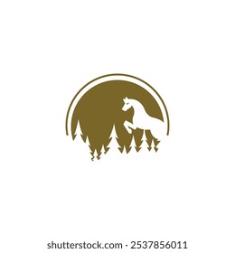  Tree horse jumping vector logo design


