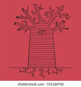 tree house and bird