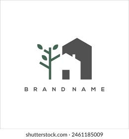 tree house and building logo vector