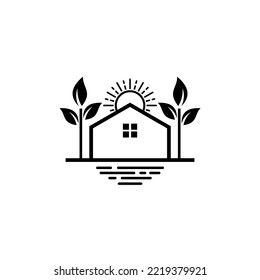Vector de logotipo comercial de la Casa de árbol, diseño de logotipos de identidad de marca, logotipo moderno, plantilla de ilustración de proyectores de logotipos