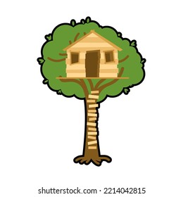 Casa de árbol. La casa de los niños. Ilustración del vector