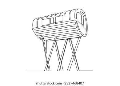 tree house continuous line vector illustration design