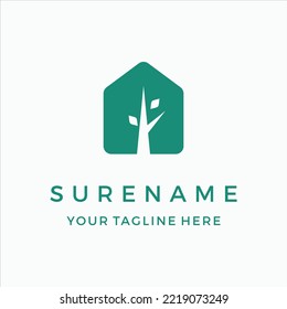Tree house gardener logo design illustration
