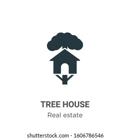 Tree house glyph icon vector on white background. Flat vector tree house icon symbol sign from modern real estate collection for mobile concept and web apps design.