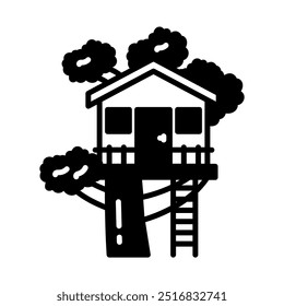 Tree House Glyph Icon, Vector illustration