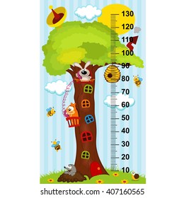  tree house height measure (in original proportions 1:4)- vector illustration, eps