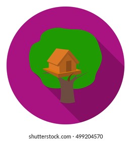 Tree house icon in flat style isolated on white background. Play garden symbol stock vector illustration.