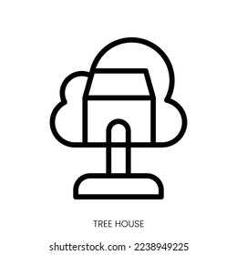 tree house icon. Line Art Style Design Isolated On White Background