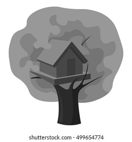 Tree house icon in monochrome style isolated on white background. Playground symbol stock vector illustration.