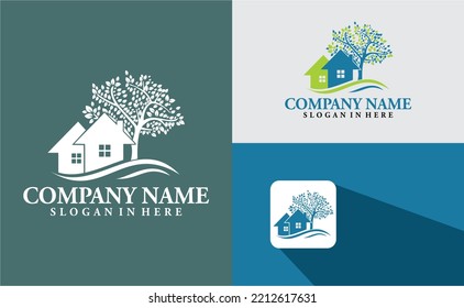 tree and house icon set illustration inspiration logo icon symbol and icon apps