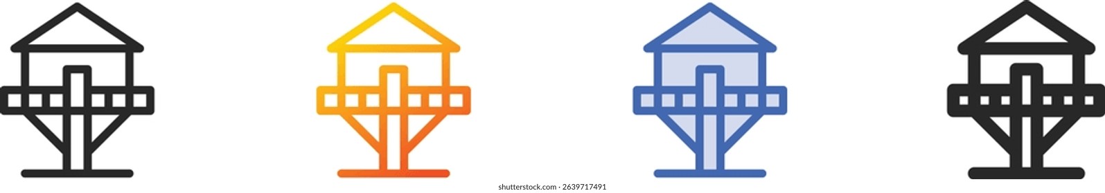 tree house icon.Thin Linear, Gradient, Blue Stroke and bold Style Design Isolated On White Background
