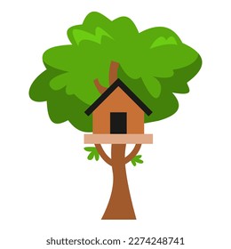 tree house illustration. cartoon style. isolated on white background.