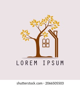 Tree house illustration. Environmental logo icon. Logo design template. Vector illustration