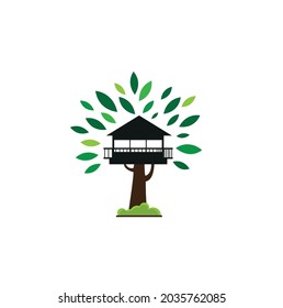 Tree House illustration logo for a business related to environmental care.
