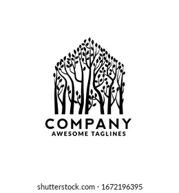 Tree House illustration logo for Environmental care related business,Green House logo