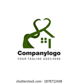 Tree and house illustration for simple logo design