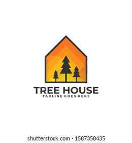 Tree House Illustration Vector Template. Suitable for Creative Industry, Multimedia, entertainment, Educations, Shop, and any related business