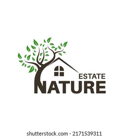 Tree house illustrative logo for businesses related to caring for the environment. natural natural housing