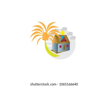 Tree House illustrative logo for Environmental care related business. Design on white background