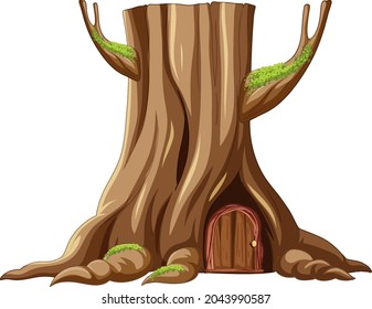 Tree house inside the tree trunk illustration