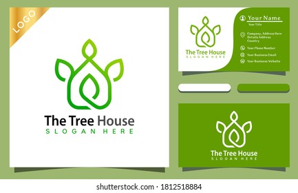 The Tree House Leaf logo design vector illustration, elegant, modern company business card template