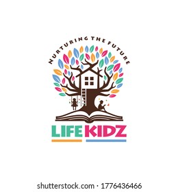 tree house life kids logo template