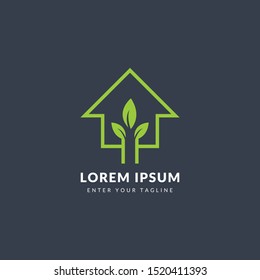 Tree House Logo, Concept Icon Tree Leaf + Home. Clean Design And Simple Symbol home natural.