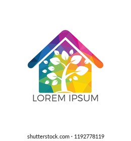 Tree house logo design. Eco house concept.