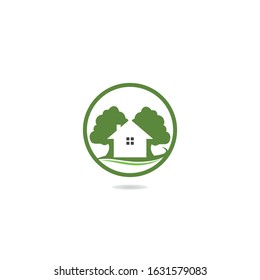Tree house logo design. Eco House vector design template.	