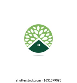 Tree house logo design. Eco House vector design template.	