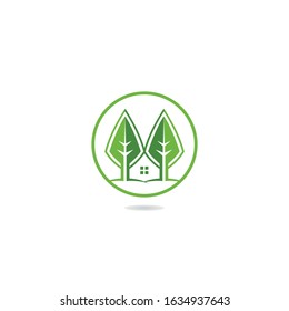 Tree house logo design. Eco House vector design template.	
