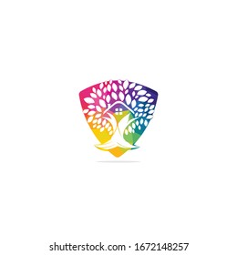 Diseño del logo de la casa de árbol. Plantilla de diseño vectorial Eco House.
