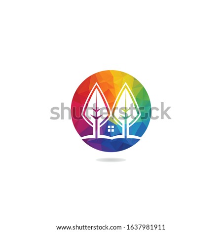 Tree house logo design. Eco House vector design template.	